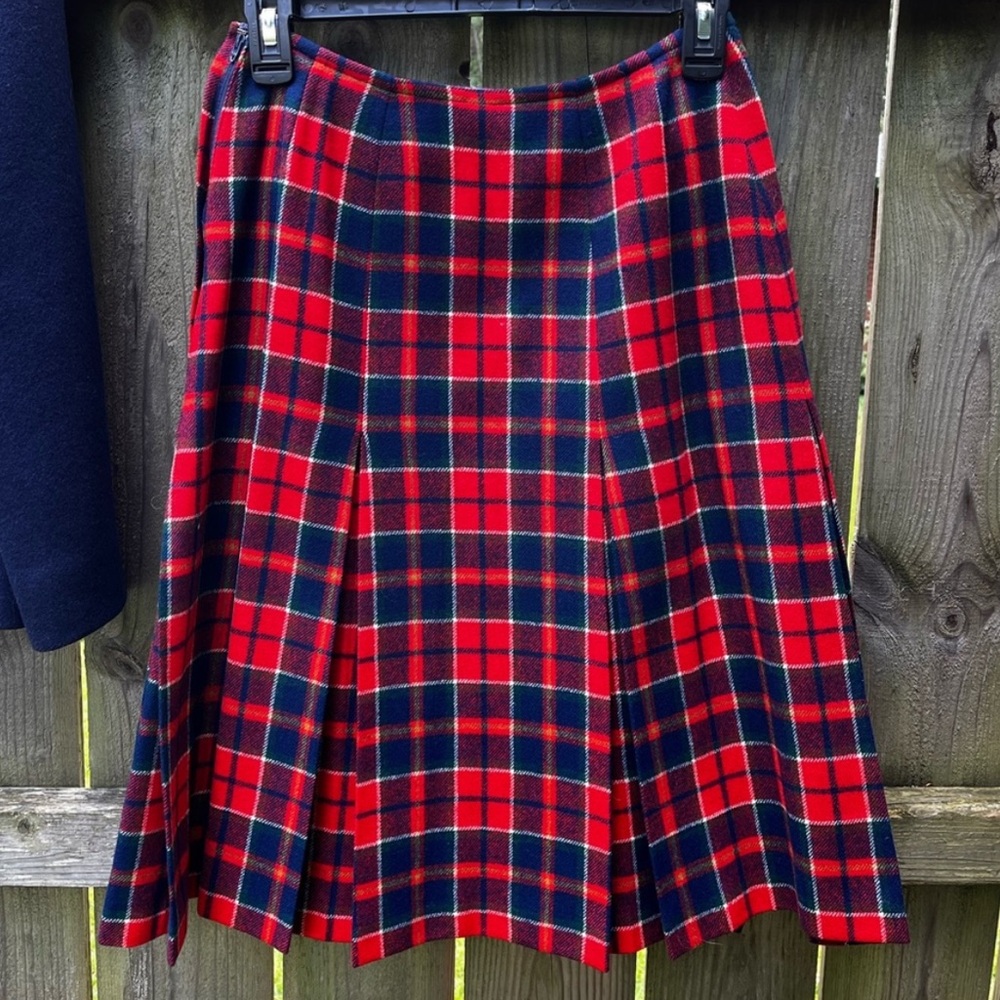 Pendleton Red and Blue Plaid A-Line Pleated Skirt